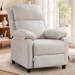 Manual Push Back Recliner Chair with Side Pockets,