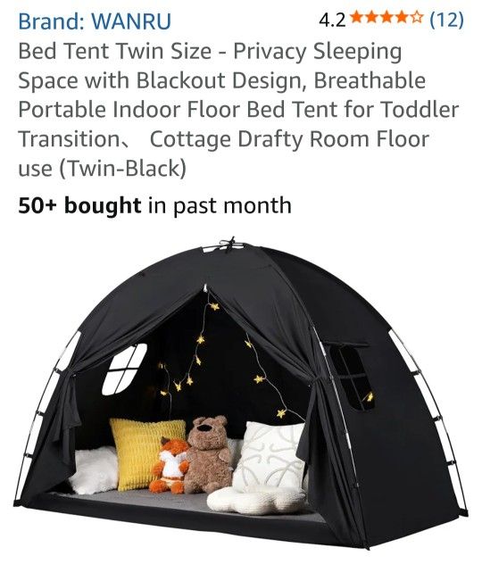 Bed Tent Twin Size - Privacy Sleeping Space with Blackout Design, Breathable Portable Indoor Floor Bed Tent for Toddler Transition, Cottage Drafty 