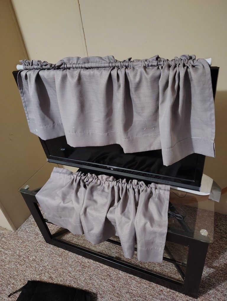 Valances With Rods 33.5 " Gray