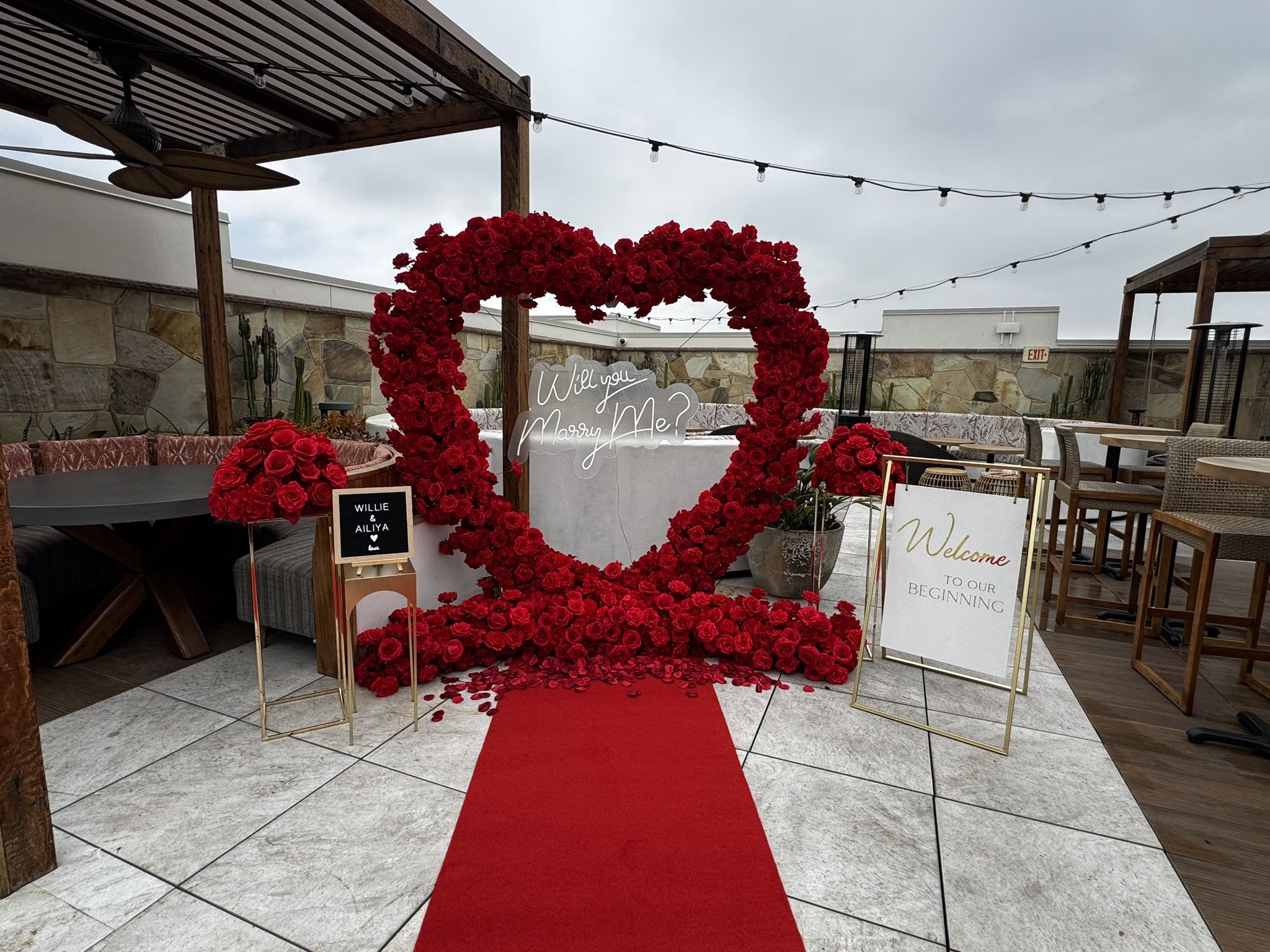 Red Flower Heart Arch 
