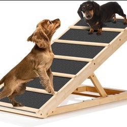 Folding Dog Ramp with Non Slip Rubber Surface and 18" Wooden Platform for Large Dogs Up to 120Lbs