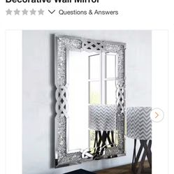 ENENE Crystal Mirror Full Length 47”x24” Crush Diamond Silver Mirror For Wall De