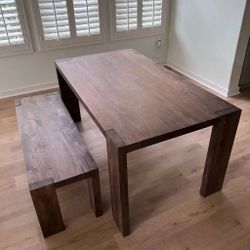 CB2 Wood Dining Table with Bench 