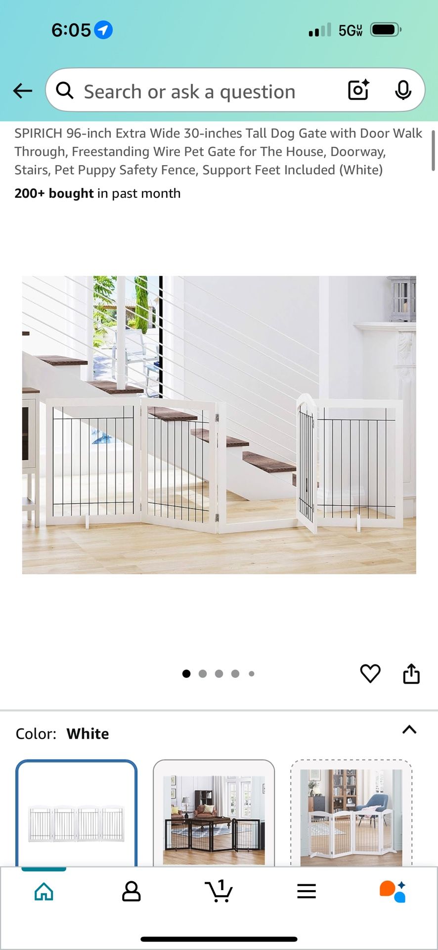 Minor damage shown in pixs comes with two stabilization feet. SPIRICH 96-inch Extra Wide 30-inches Tall Dog Gate with Door Walk Through, Freestanding