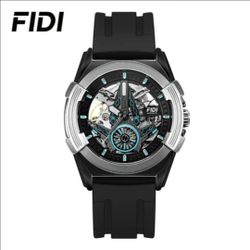 Luxury Watch Fashion Silicone Strap Spiral Crown Luminous Watch Mechanical Waterproof Watch for Men