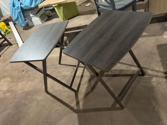 Set of 2 Folding TV Tray Tables – Dark Woo