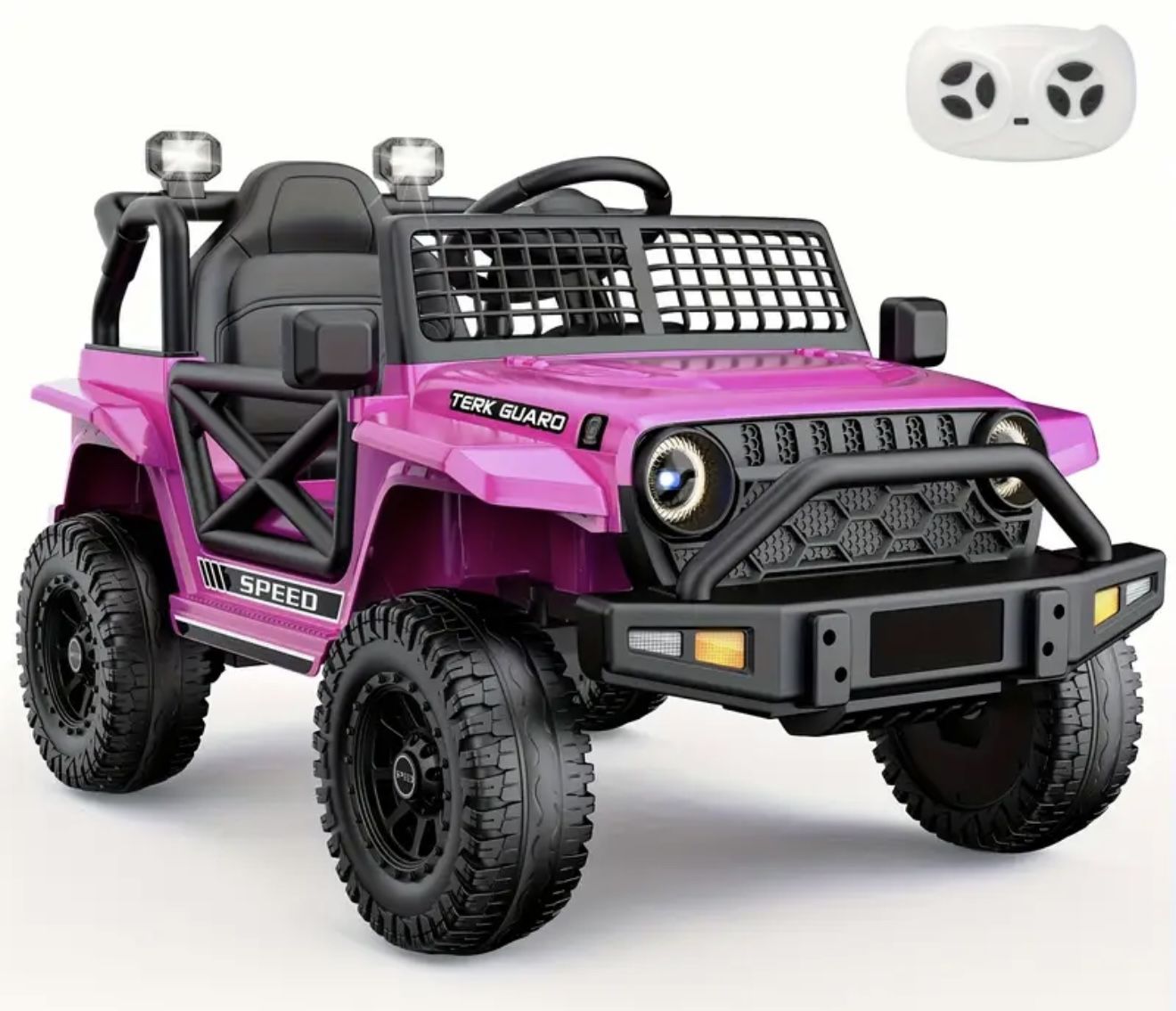 12V7AH Kids Electric Jeep Remote Control Ride On Wireless, Shock Absorption System & Music Player - Upgraded Off-Road Vehicle for Ages 3-8, Birthday &