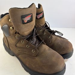 Red Wing FLEXBOND 4421 Mens 12 D Brown Leather Metguard Safety Toe Work Boots Like New