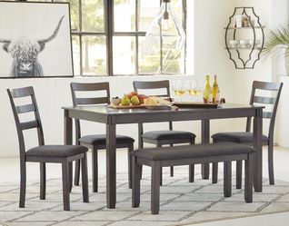 Dark Gray Counter Height Dining Chairs & Bench