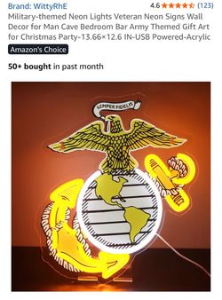 USMC Semper Fidelis Neon LED Wall Sign
