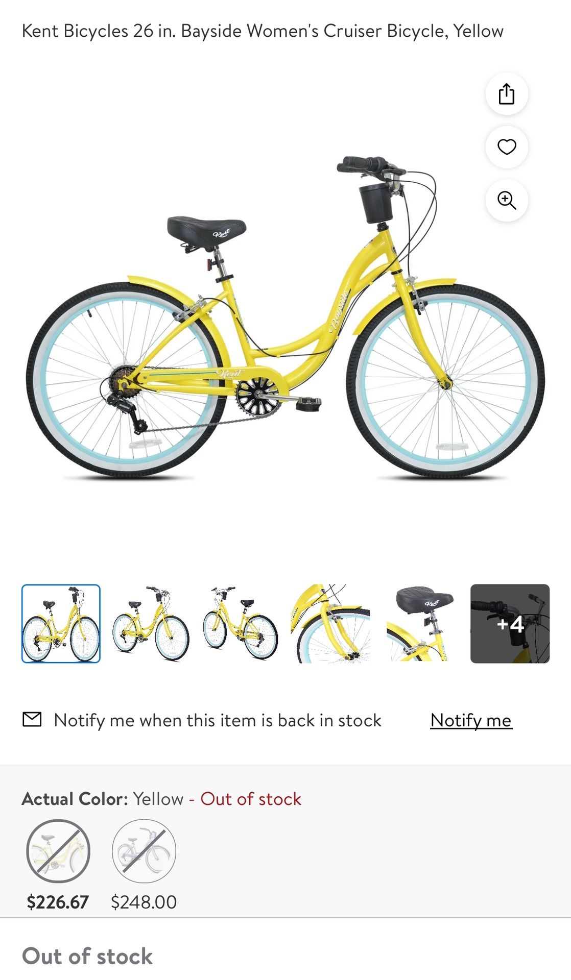 Kent 26 Yellow Womens Cruiser Bike For Sale Kent 26u2033 Bayside