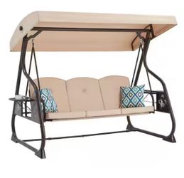 New in Box 3-Seat Patio Porch Swing 800LBS Outdoor Swing with Stand Patio Glider Chair