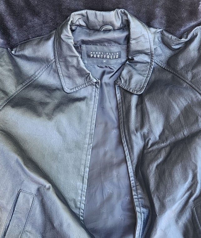 Vintage Perry Ellis Men's Portfolio Leather Jacket Size L