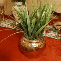 Faux Plant and Gold Color Vase