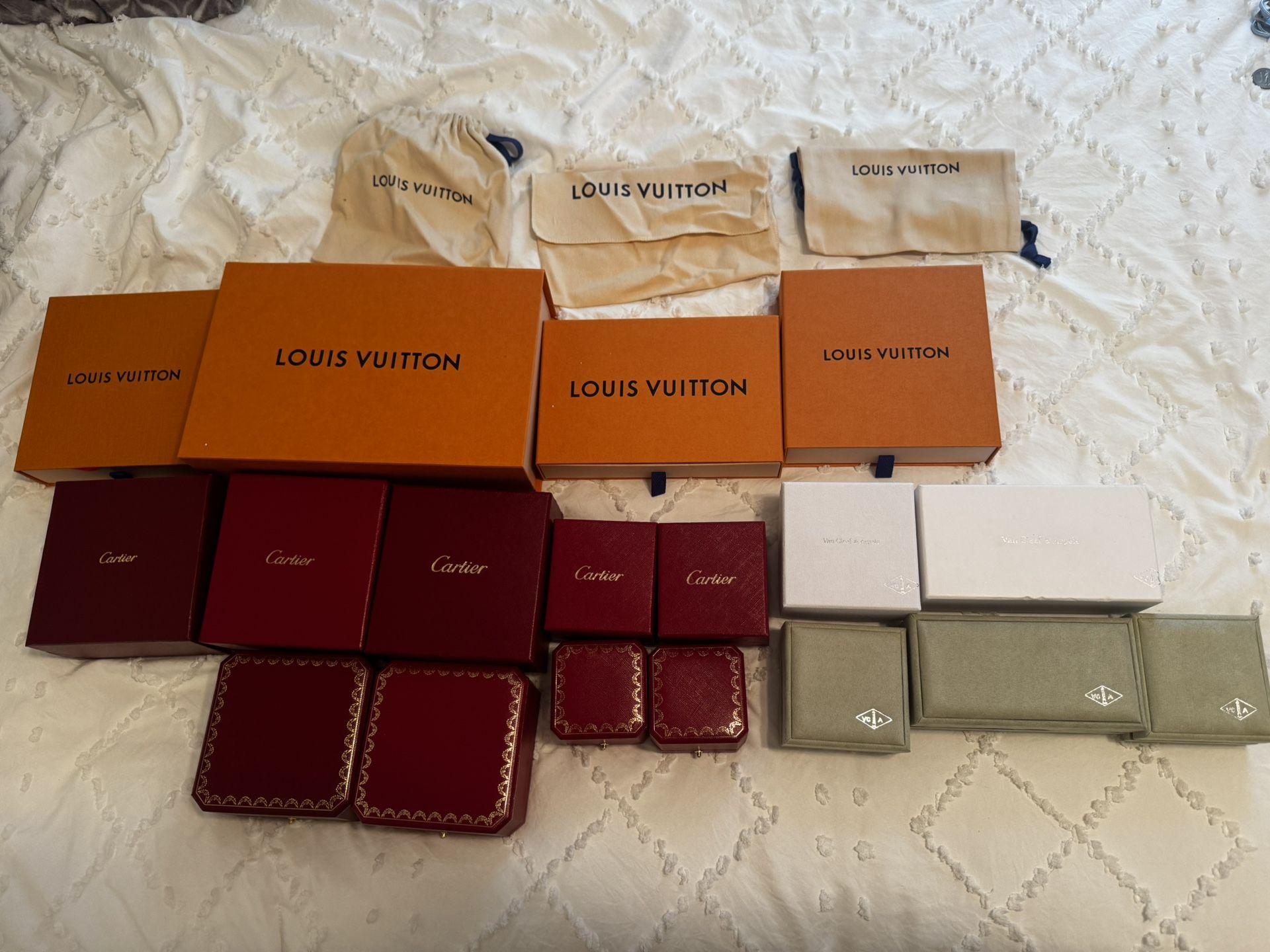 Louis Vuitton, Cartier, Van Cleef Luxury Designer Packaging Bundle – Boxes only