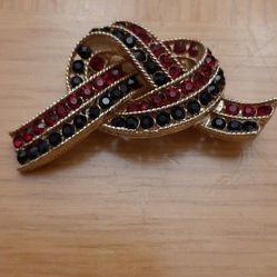 Vintage Lisner Red/Black or Navy Knot Brooch