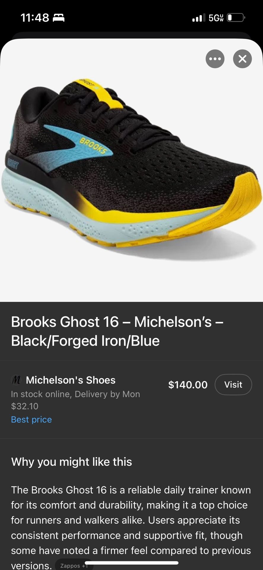 Brooks Ghost 16 Men Size 12 New