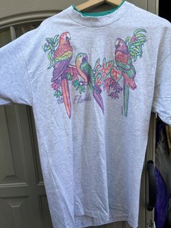 Vintage 90s Florida T Shirt Adult Large Heather Parrot Destination Beach Tee