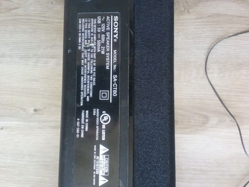 Sony Soundbar SA-CT80and Subwoofer Ht-ct80