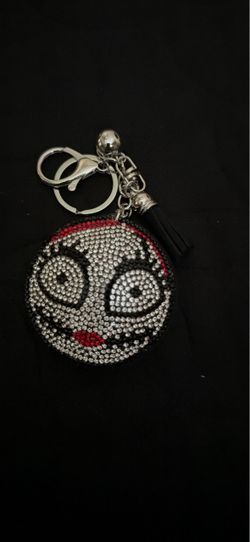 Rhinestone Skull Face Keychain with Tassel