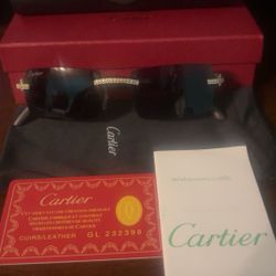 Brand New Luxury Cartier Rimless Diamond-Style Sunglasses – Full Set