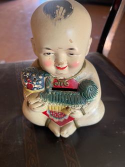 中国土人形伝統工芸品貯金箱 男女ペア品