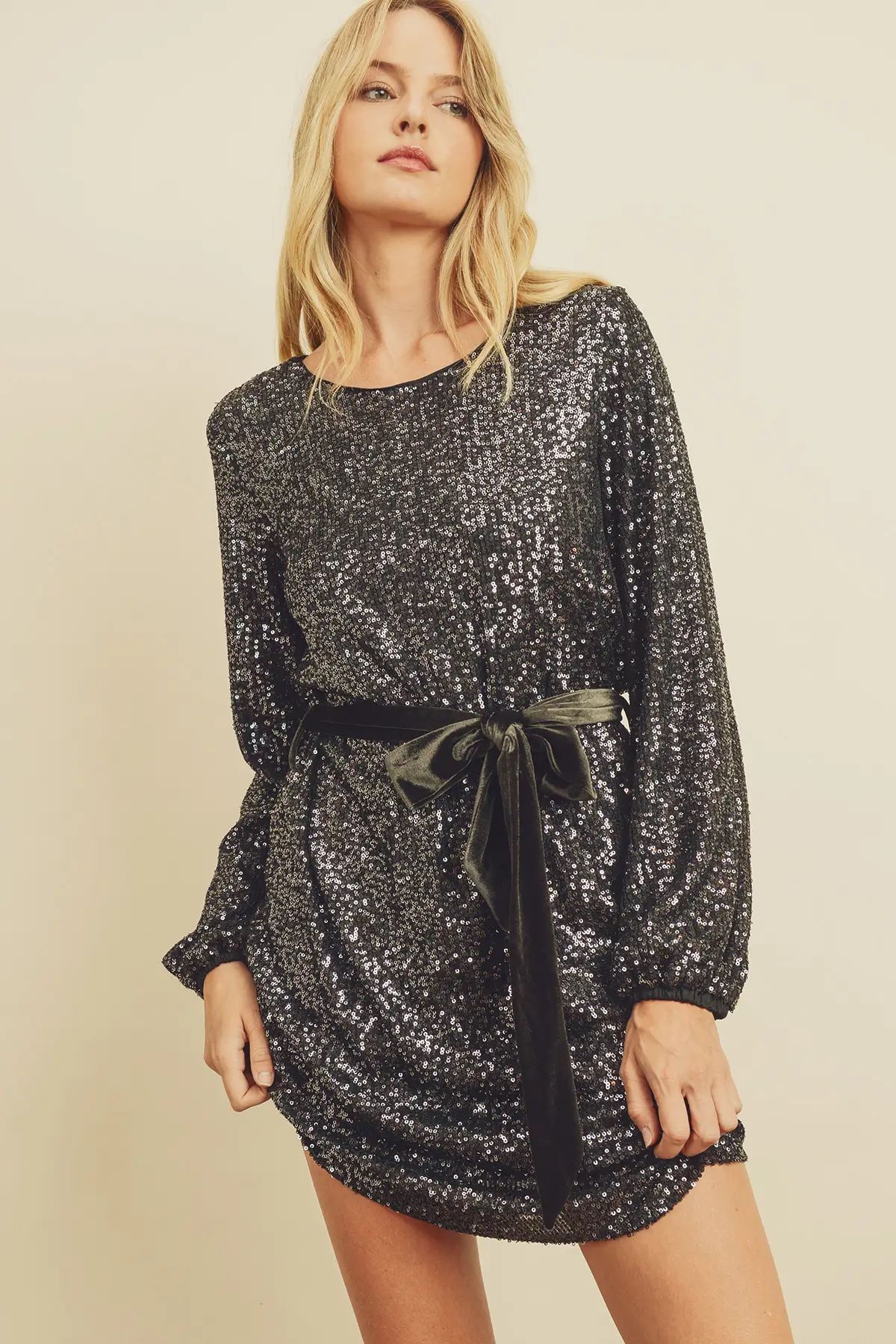 Velour Belt Sequin Tunic