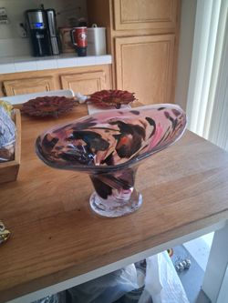 Murano Style Hand-Blown Art Glass Vase