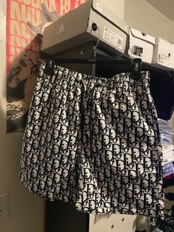 White & Black Oblique All-Over Monogram Shorts