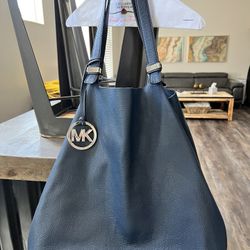 Michael Kors  Peppled Navy Leather Tote Purse Bag