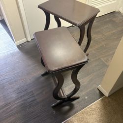 Dark Wood End Tables Set of 2