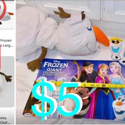 $5 All Disney Bundle of Frozen Olaf 22” Plush,Olaf Towels Clips Set and Giant coloring Activity Book
