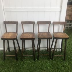 4 Wood Stools please read description comments