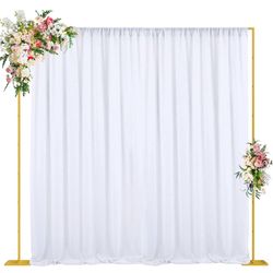 10x10 FT Backdrop Stand Heavy Duty Pipe and Drape Kit, Adjustable Gold Backdrop Stand for Wedding Birthday Party Photography Photo Booth Background Ch