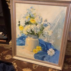Vintage flowers original oil Painting