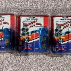 2002 RARE COMPLETE SET OF THREE (3)  DIECAST HOT RODS FOR THE 16TH ANNUAL TEMECULA ROD RUN