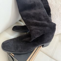 Jil Sander Women’s Black Suede Boots – Size 38 – Made in Italy