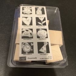 2004 Stampin' Up Occasionally Set Of 8 Wood Mounted Stamps