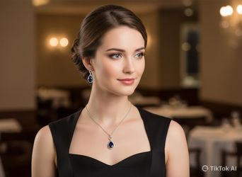 Natural Diamond Blue Sapphire Necklace & Matching Earrings Set