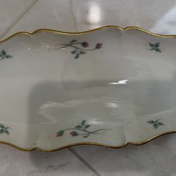 New Lenox Rose Manor Oval Serving Platter - Gold Trim Floral