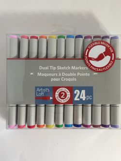 DUAL TIP SKETCH MARKERS 24 PACK-FLEXIBLE TIP 🔥NEW🔥