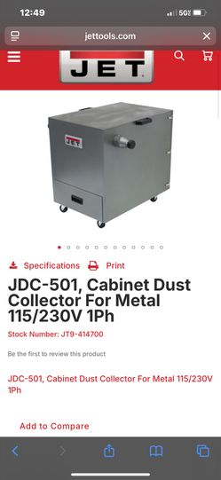 JDC-501, Cabinet Dust Collector For Metal 115/230V 1Ph