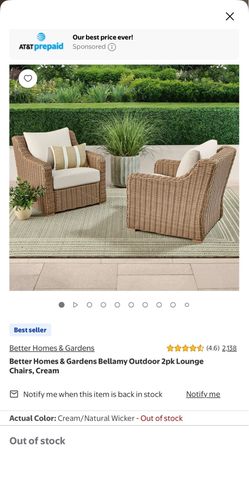 Better homes & Garden Bellamy 2pk Chairs - Cream