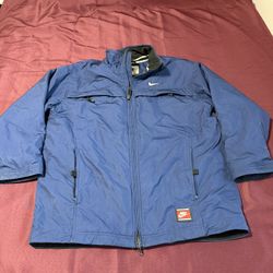 Vintage 90s Nike Swoosh Logo Parka Jacket Size Large Navy. Good Condition