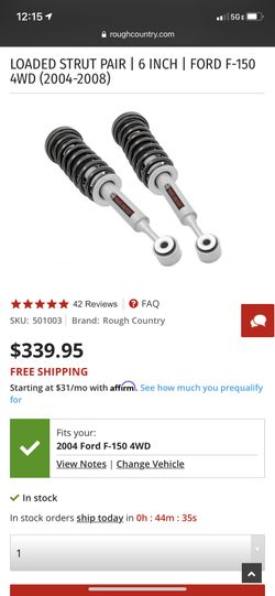 ROUGH COUNTRY LOADED STRUT PAIR | 6 INCH | FORD F-150