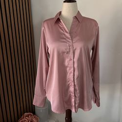 Satin Button Up Shirt Large