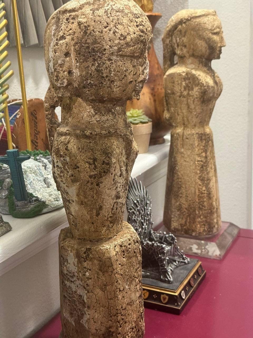 2 antique statues stone