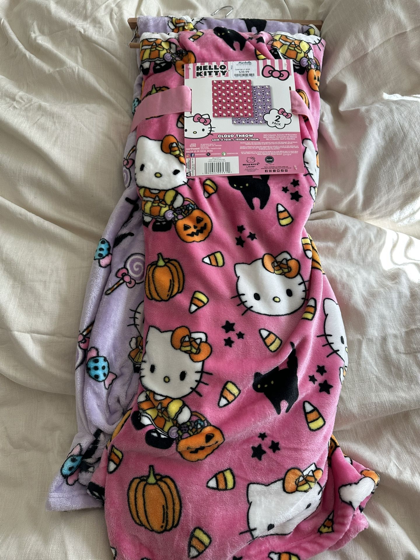 2 Pack Hello Kitty Halloween Blankets
