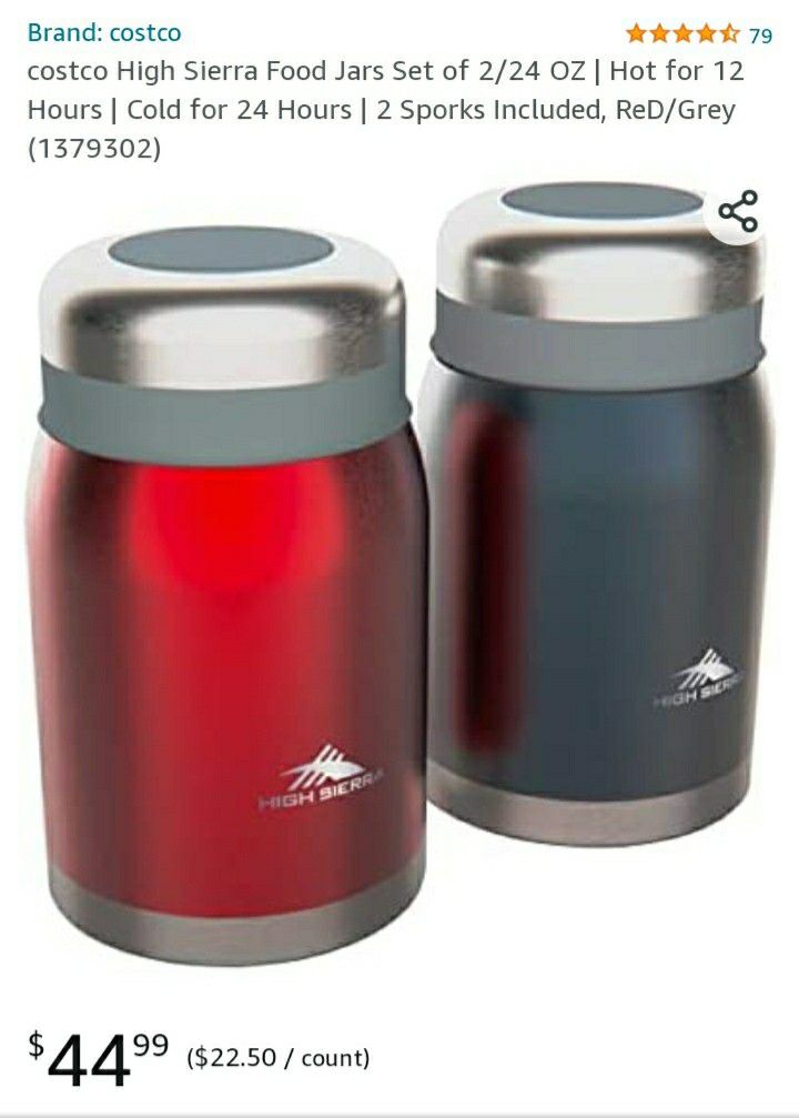 High Sierra Insulated Stainless Steel Food Jars, 2-pack, New 
