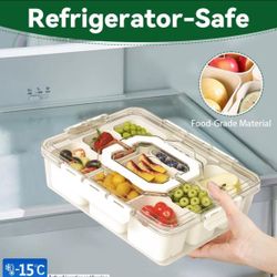 4 Packs  Divided Serving Tray With Handle, 9 Compartments Snack Box For Candy, Nuts, Cookies, Fruit, Snacks Platters, Party Favor, Wedding, Hom